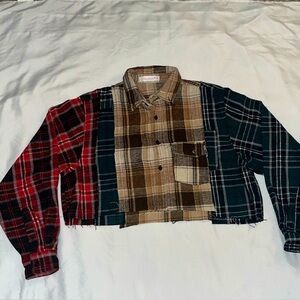 Plaid Button up Jacket multicolored layered plaid detail